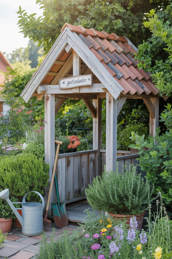 Ein idyllisches ländliches Anwesen, umgeben von üppigem Grün, zeigt die harmonische Verbindung von Natur und modernem Lebensstil. Der Außenbereich ist liebevoll gestaltet, ideal für eine nachhaltige Renovierung des Gartens.