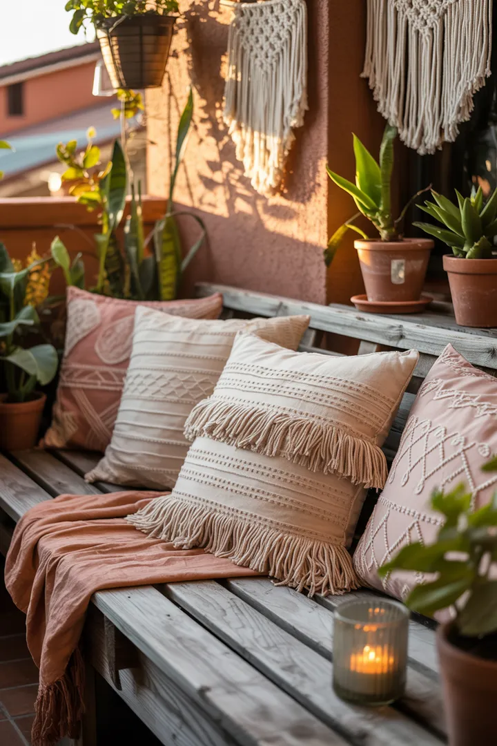 „Ein einladender Außenbereich mit stilvoller Gestaltung, der mit Pflanzen, gemütlichen Möbeln und kreativen Akzenten für eine entspannte Atmosphäre sorgt – ideale Inspiration für Balkon Deko und Wohlfühlmomente.“