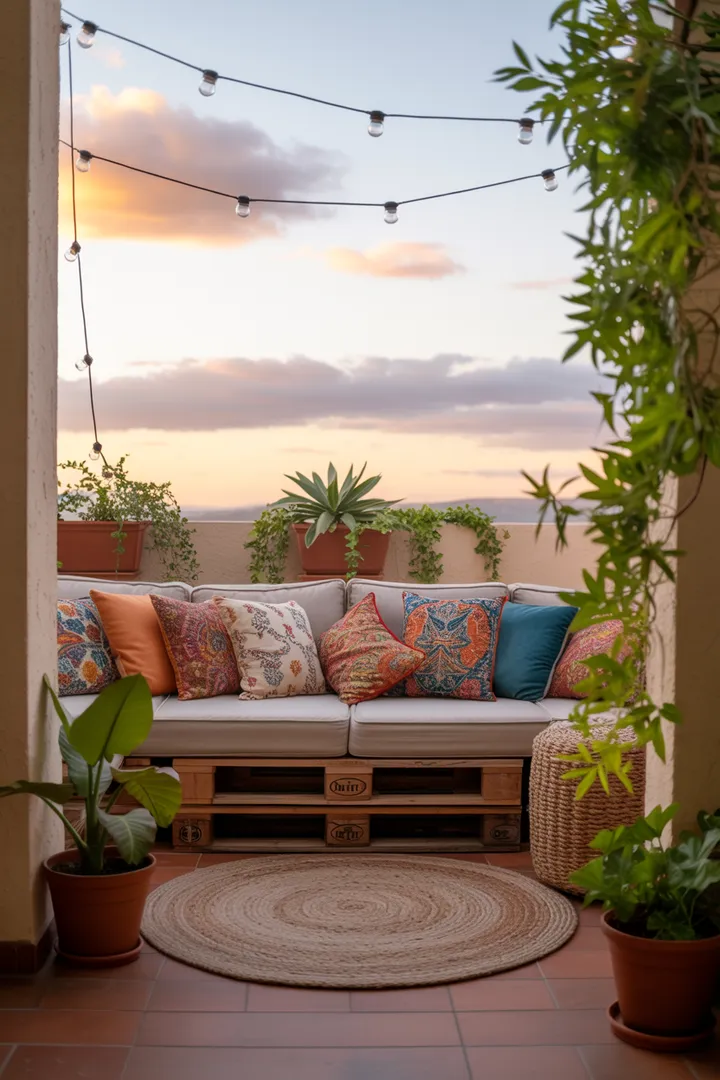 Ein stilvolles Wohnzimmer mit eleganten Möbeln aus geflochtenem Material, ergänzt durch einen warmen Bodenbelag aus Naturfasern. Die harmonische Kombination schafft eine gemütliche Atmosphäre und lädt zum Verweilen ein.