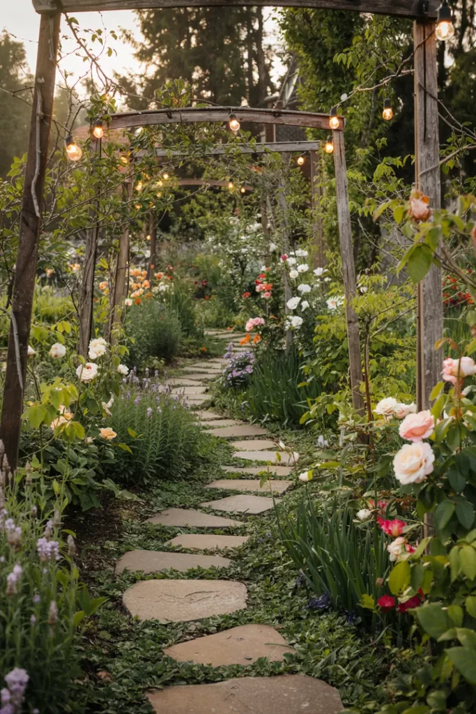 "Ein harmonisch gestalteter Außenbereich mit liebevoll arrangierten Pflanzen und dekorativen Elementen, ideal für die kreative Gestaltung eines kleinen Gartens, der einladend und entspannend wirkt."