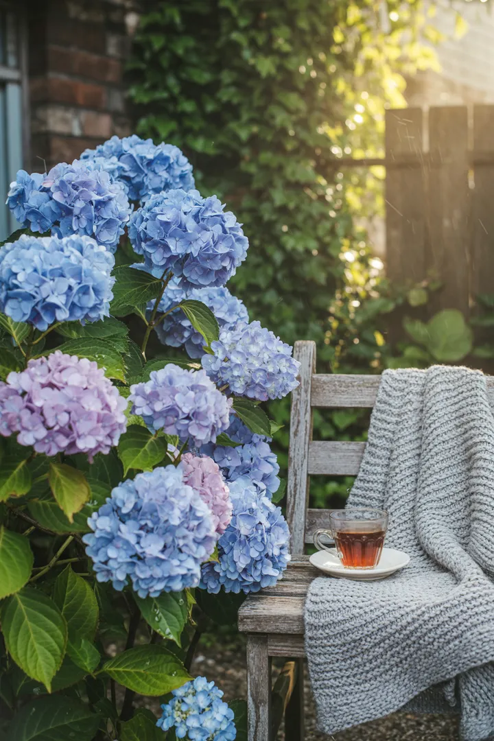 Ein einladender Außenbereich mit charmanten, naturbelassenen Elementen, der durch üppige Pflanzen und handgefertigte Details besticht, perfekt für einen rustikalen Garten voller Leben und Gemütlichkeit.
