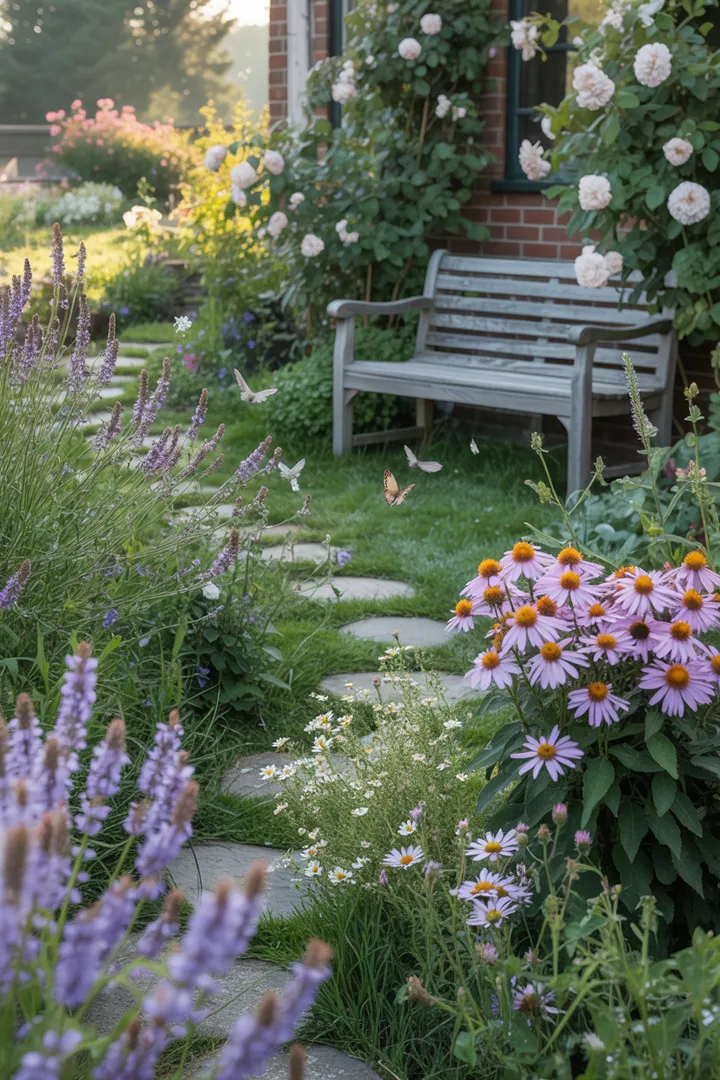 Ein verwunschener Außenbereich mit üppigem Grün, geheimen Pfaden und versteckten Sitzplätzen, der die Besucher in eine friedliche Oase eintauchen lässt. Ideal für Naturliebhaber und Entspannungssuchende. Geheimer Garten.