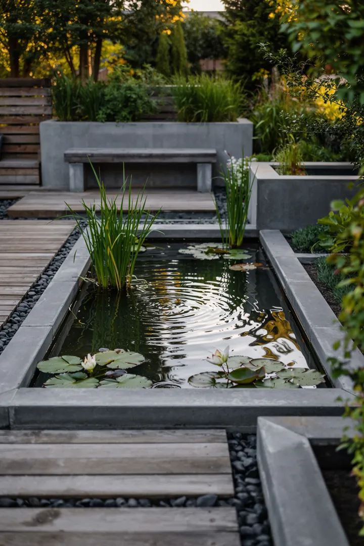 Ein malerischer Garten im Herbst, geprägt von bunten Blättern, blühenden Pflanzen und warmen Lichtakzenten, die eine einladende Atmosphäre schaffen.