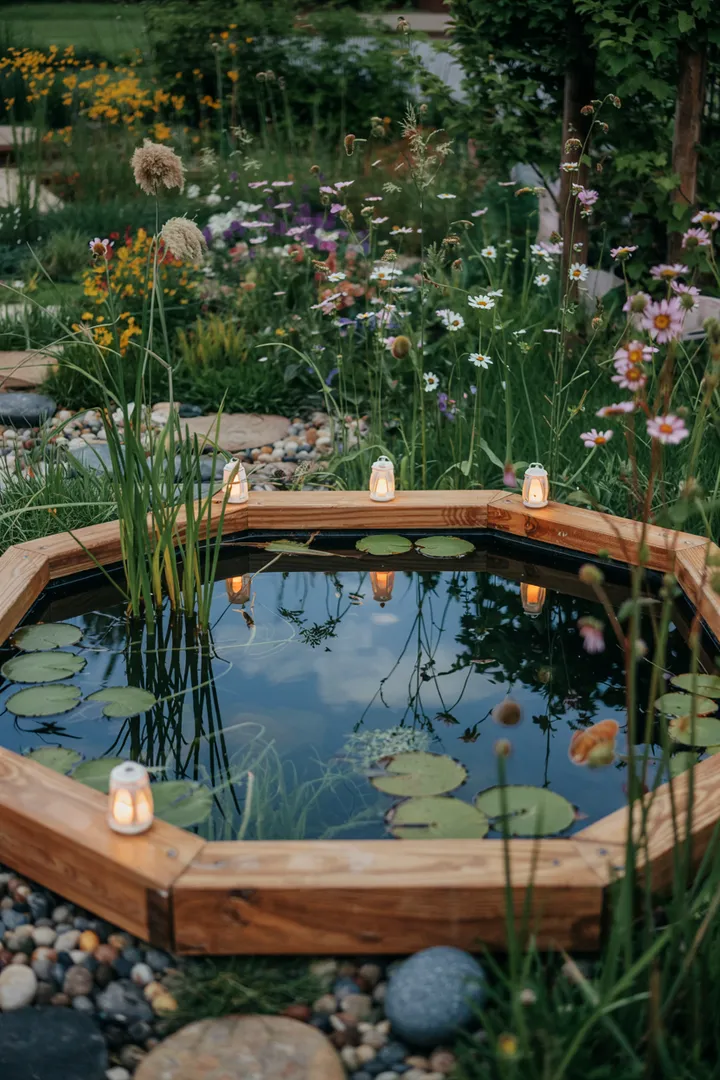 „Bau eines Gartenbiotops mit Wasserfläche und Pflanzen, ideal für Hobbygärtner, die einen Hochteich selber bauen möchten.“