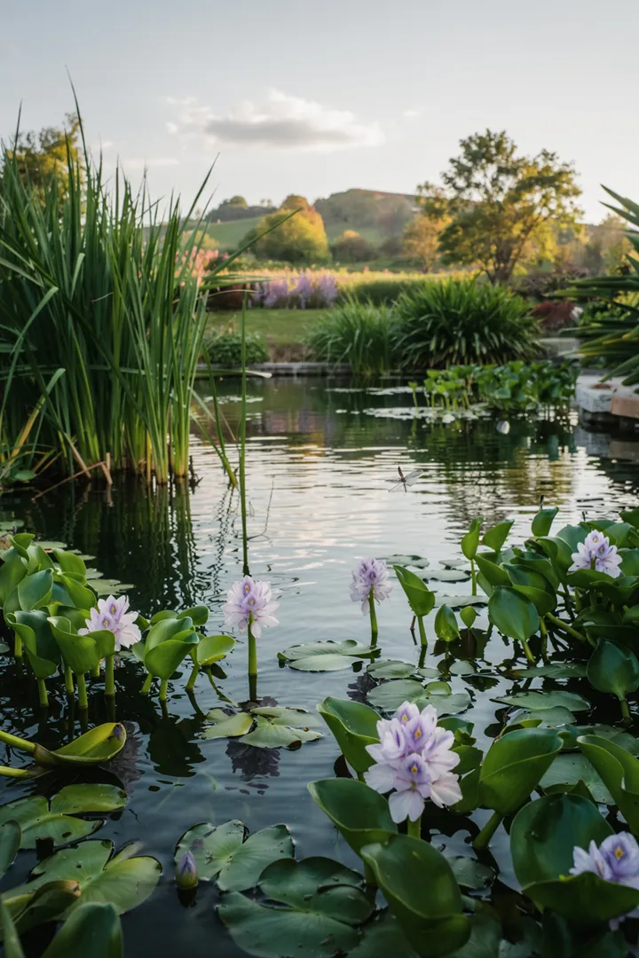 Ein einladender Wassergarten mit grünen Pflanzen und sanft plätscherndem Wasser, ideal für kreative Gestaltungsvorschläge rund um Gartenteich Ideen.