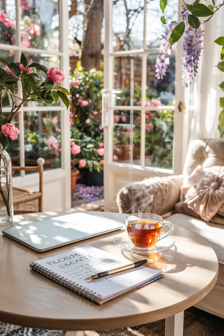 Ein einladender Raum mit Pflanzen, gemütlichen Möbeln und natürlichem Licht, perfekt für eine stilvolle Wintergarten-Einrichtung.