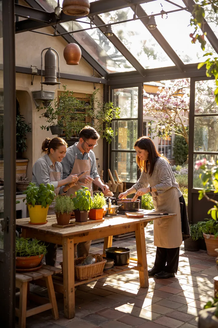 Ein einladender Raum mit stilvollen Möbeln, umgeben von großen Fenstern, die einen Blick auf die Winterlandschaft bieten. Perfekt zum Entspannen.