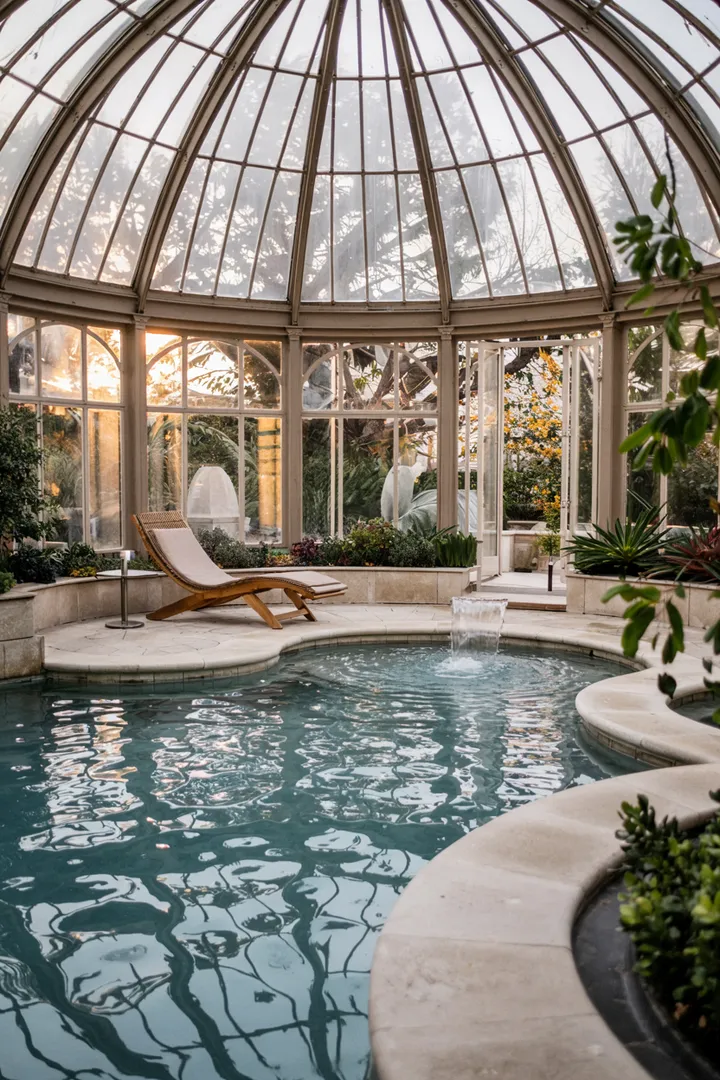 Ein heller Rückzugsort mit stilvollen Möbeln, Pflanzen und gemütlicher Atmosphäre, perfekt für kreative Gestaltung im Wintergarten.