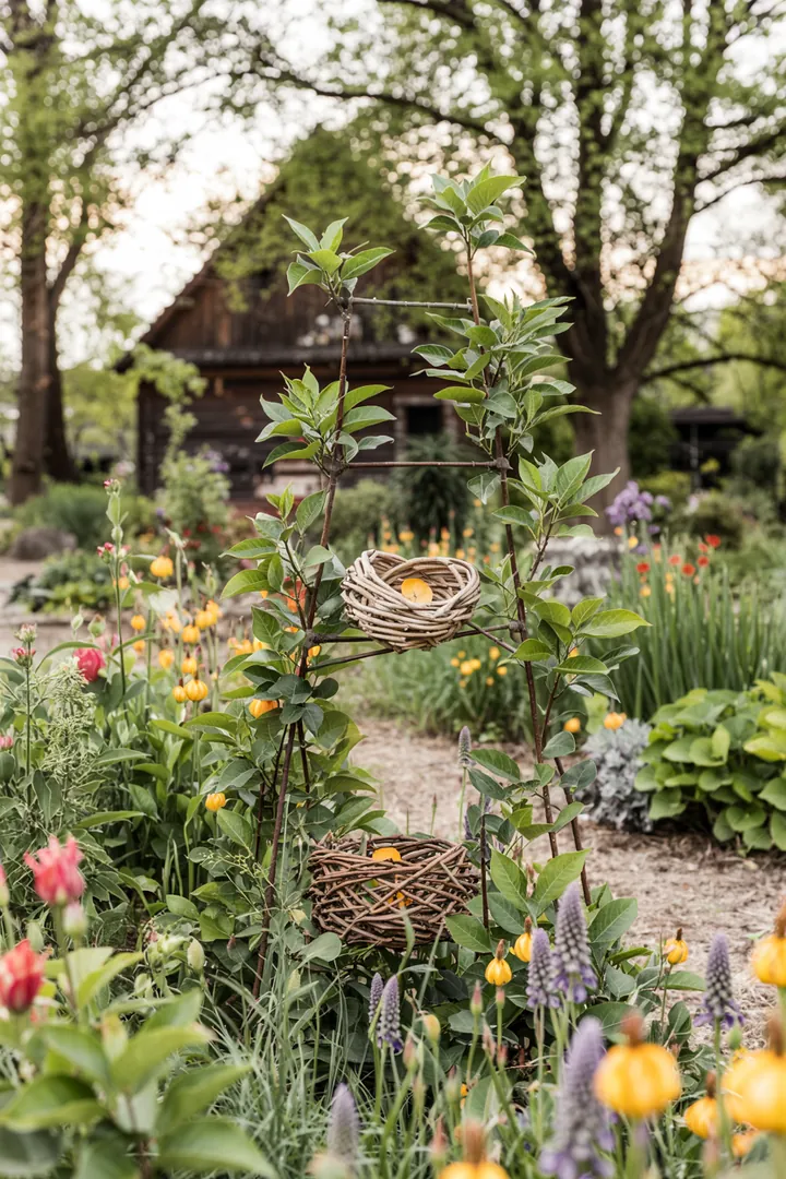 „Grüne Wand mit lebendigen Pflanzen, die an einer stabilen Struktur wachsen, fördert nachhaltige Gartenideen und natürliche Rankhilfen.“