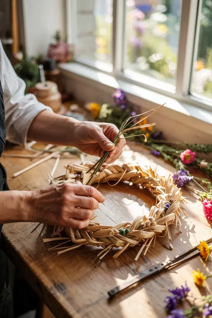 Detailreiche Anleitung für einen kreativen Kranz, ideal für DIY-Projekte, mit klarer Schrittfolge und präzisen Bauplan-Elementen.