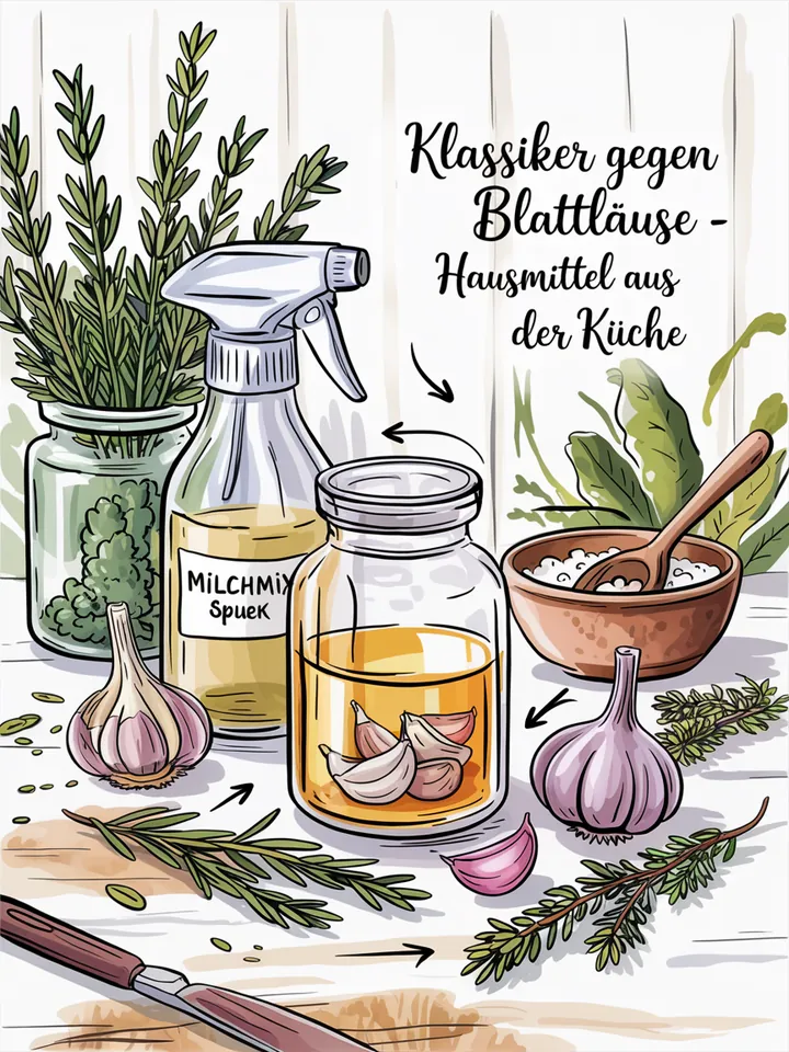 Ein grüner Garten mit gesunden Pflanzen, umgeben von einer natürlichen Lösung zur Bekämpfung von Schädlingen, die sanft und umweltfreundlich ist.