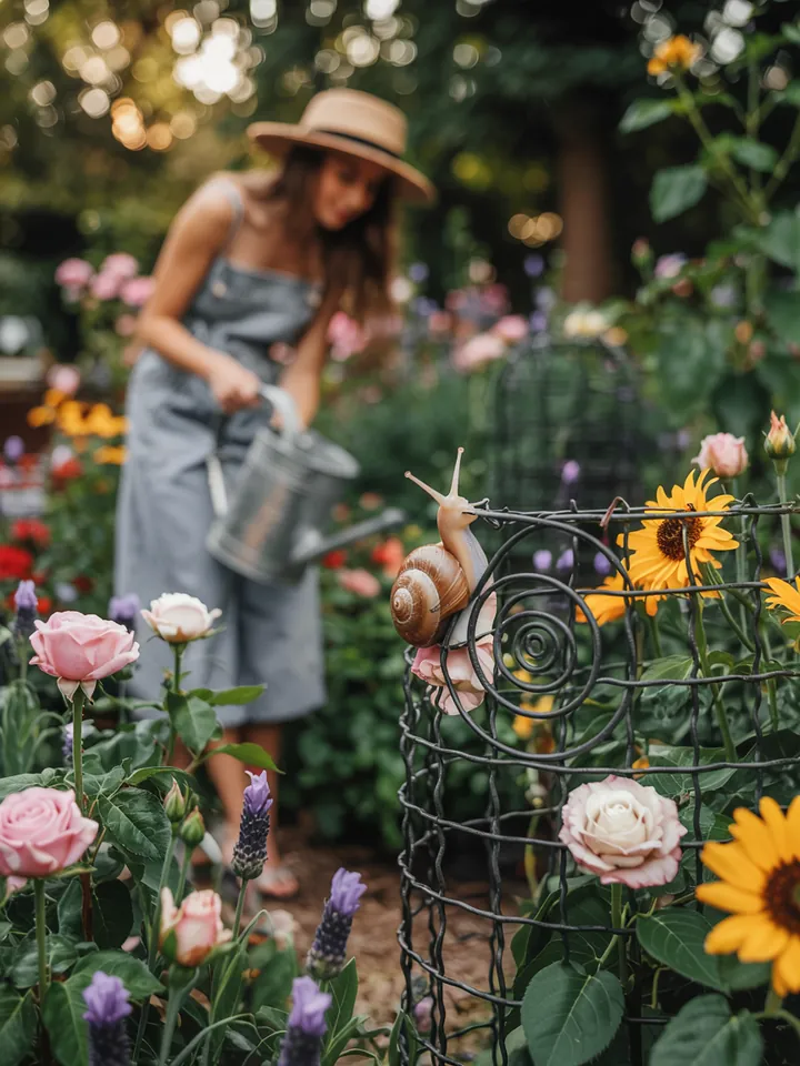 Eine kreative DIY-Lösung zur Abwehr von Schnecken in einem Hochbeet, ideal für Gartenliebhaber, die eigene Barrieren herstellen möchten.