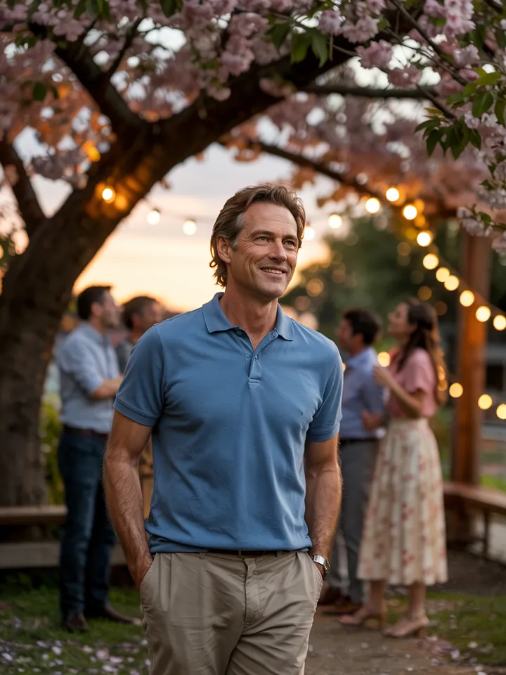 Ein lässiges, modisches Ensemble ideal für ein urbanes Sommerfest, das Stil und Komfort vereint. Perfekt für sonnige Tage in der Stadt.