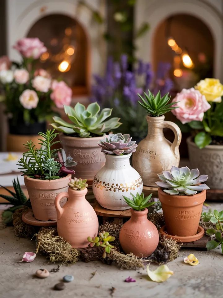 Bunte Anordnung von pflegeleichten Pflanzen in einem grünen Raum, ideal für kreative Gartenideen und stilvolle Raumgestaltung.