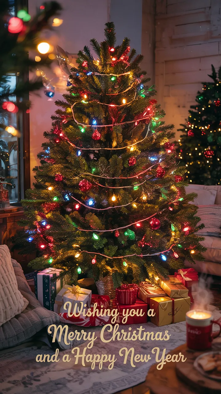 "Elegante festliche Gestaltung für weitläufige Innenräume, die eine ansprechende und stilvolle Atmosphäre zur Weihnachtszeit schafft."