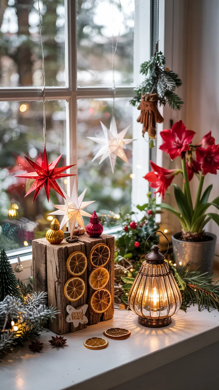 Dekorative Anordnung von Tannenzapfen, die elegant an einem eleganten Spiegel hängen und festliche Stimmung verbreiten.