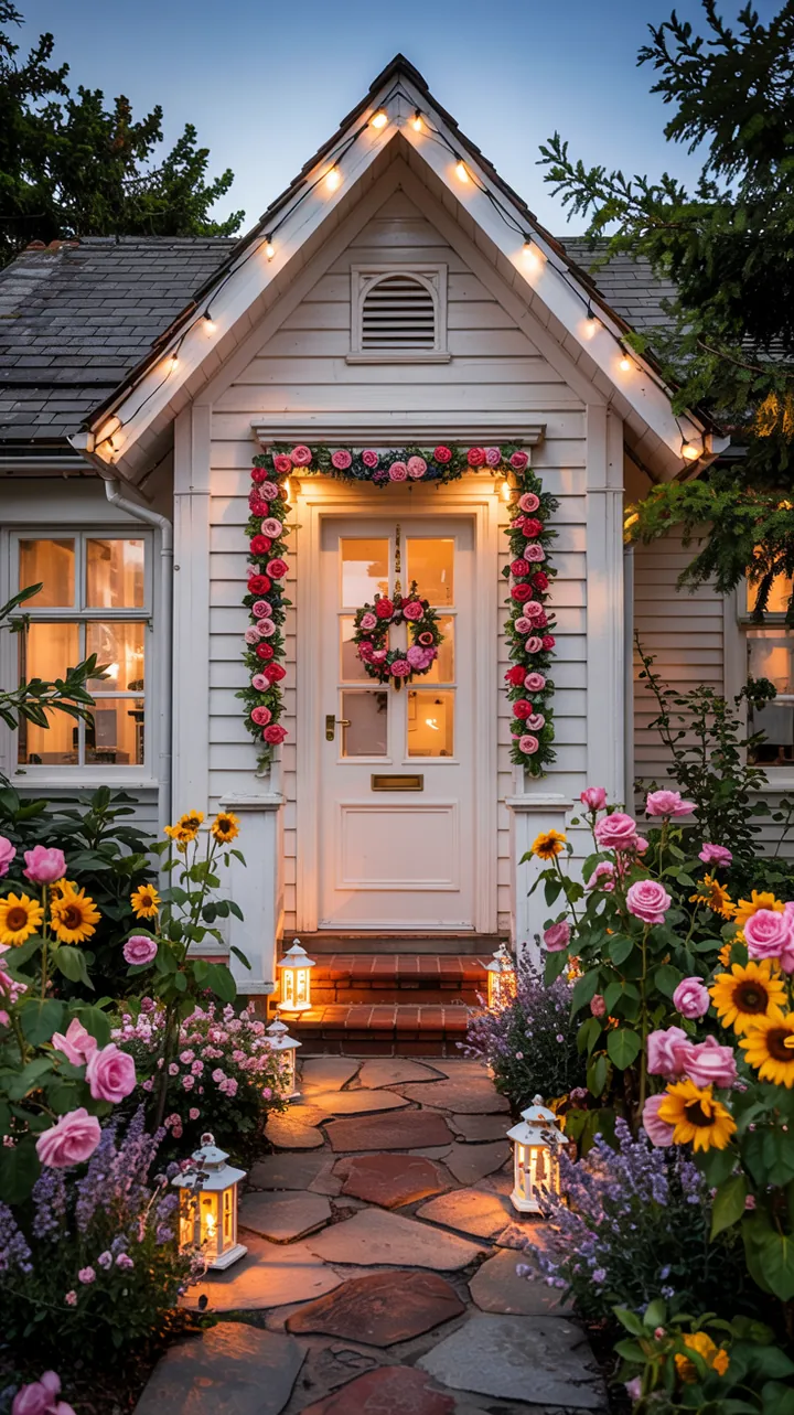 Festliche Auslage in einem Geschäft, geschmückt mit funkelnden Lichtern und zauberhafter Winterdekoration, die die Vorfreude auf das Fest widerspiegelt.