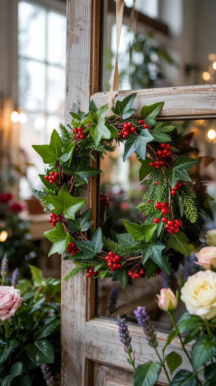 Kreative Inspiration für festliche Dekoration mit einem natürlichen Kranz aus Tannenzapfen, ideal für die Adventszeit und Weihnachtsbastelprojekte.