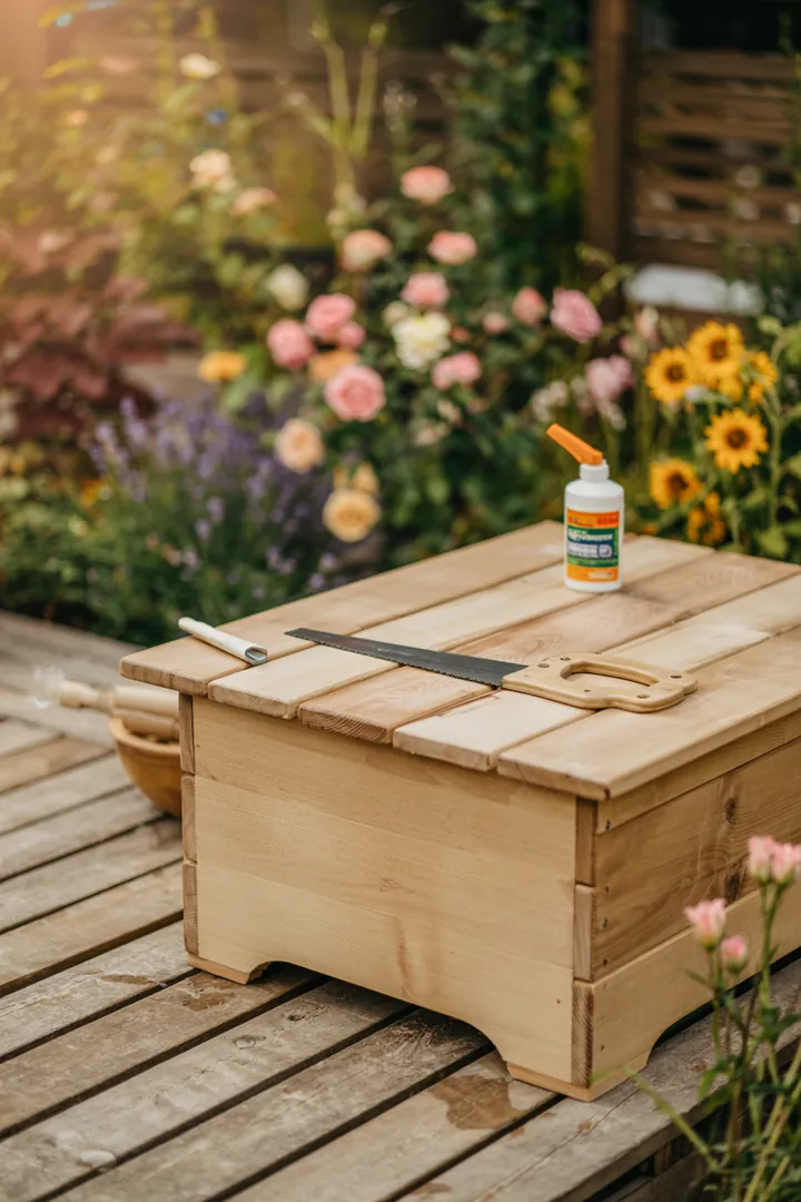 Moderne Badezimmergestaltung mit einer umgebauten Wanne, die clever als Stauraum integriert ist, um Platz zu sparen und Funktionalität zu erhöhen.