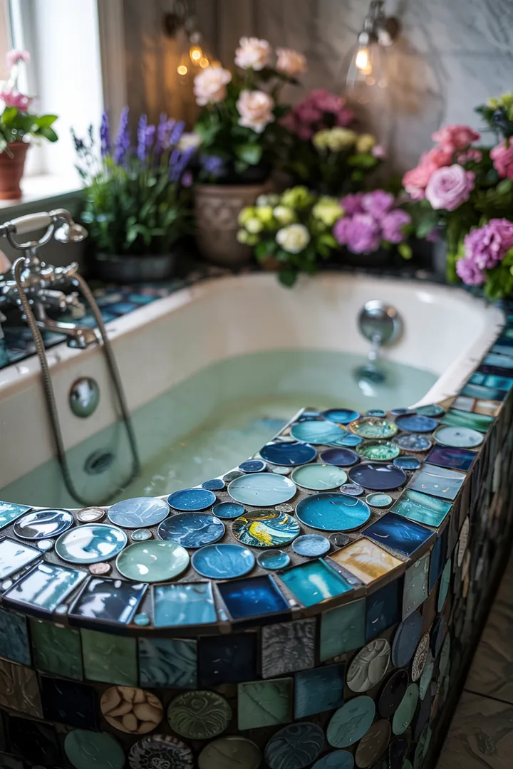 Elegante Abdeckung für die Badewanne, die stilvolles Dekorieren und praktische Ablagefläche vereint, ideal für moderne Badezimmergestaltung.