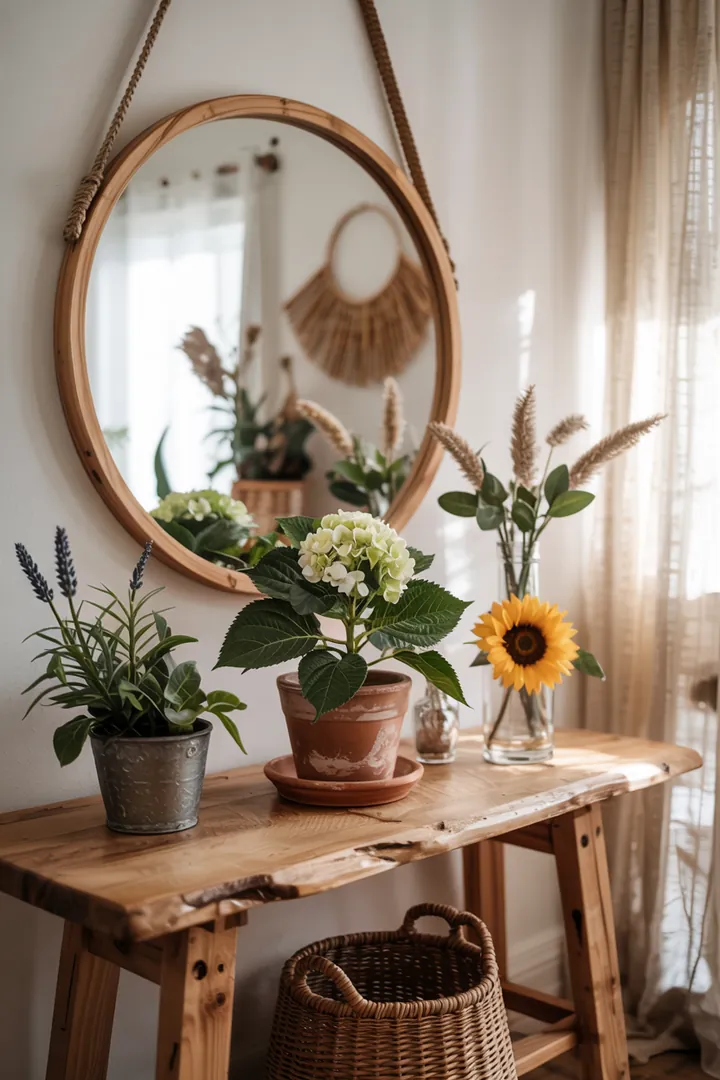 Ein stilvolles Wohnzimmer mit eleganten, handgefertigten Möbelstücken aus Holz, die Wärme und Natürlichkeit ausstrahlen.