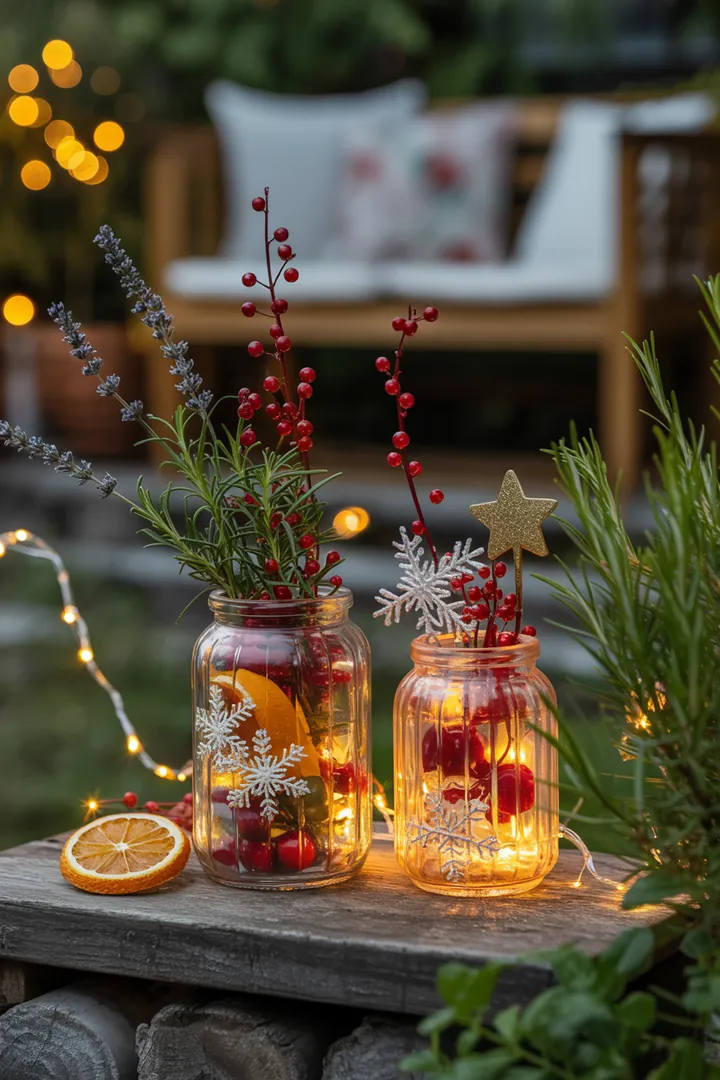 "Winterliche Fensterbank mit festlicher Dekoration, die eine gemütliche Atmosphäre schafft, ideal für DIY Adventsgeschenke im Freien."