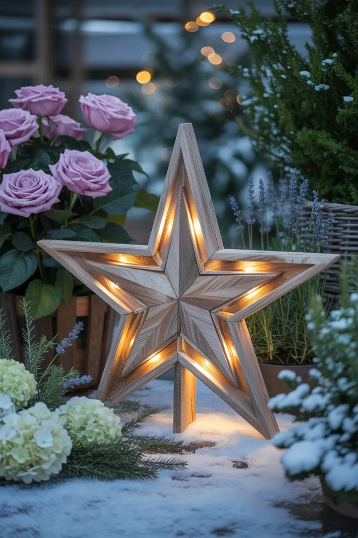 "Funkelnde LED-Dekoration in Sternform, die festliche Stimmung und festlichen Glanz zur Weihnachtszeit verbreitet."