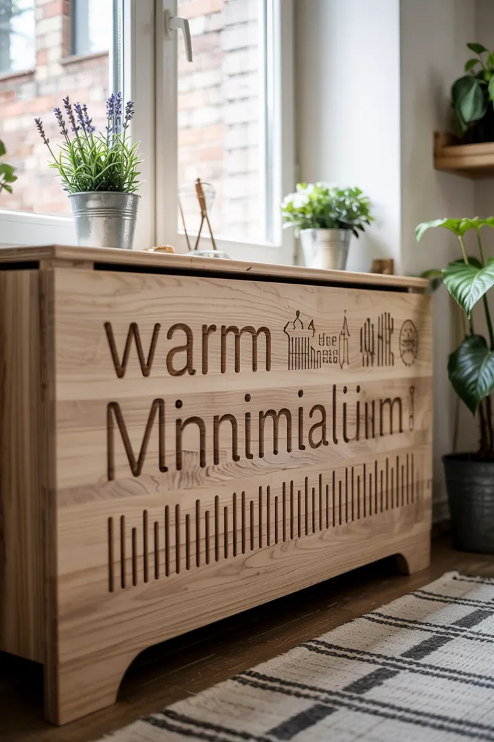 Dekorative Abdeckung für Heizkörper, die Heizungsrohre stilvoll kaschiert und dem Raum eine elegante Note verleiht.