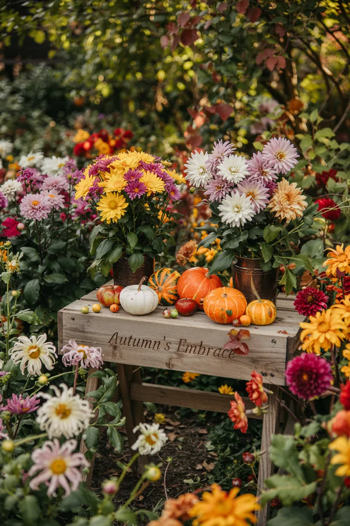Ein romantisches Arrangement mit warmen Farben und herbstlichen Elementen, ideal für eine Feier im Oktober, die die Schönheit einer Herbsthochzeit unterstreicht.