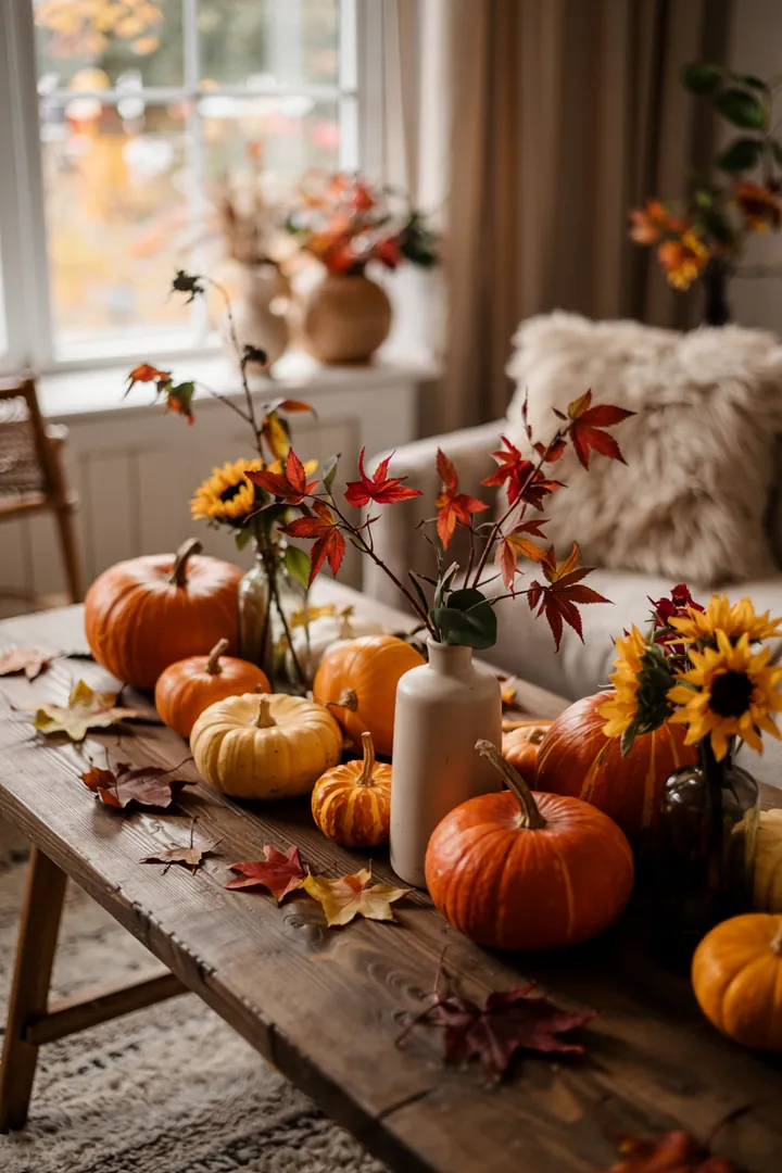 Natürliche Outdoor-Dekoration mit verzierten Baumstämmen, Ästen und Zweigen, die eine einladende Atmosphäre schaffen.