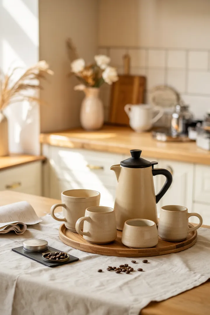 Ein stilvoller Raum mit kreativen Gestaltungselementen, der eine gemütliche Kaffee-Ecke integriert und inspirierende Deko-Ideen für die Küchenplanung präsentiert.