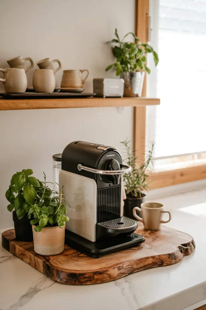 Ein stilvolles Küchenelement, das die Zubereitung von Kaffee revolutioniert und gleichzeitig als elegantes Deko-Highlight fungiert. Perfekt für kreative Küchengestaltungen.