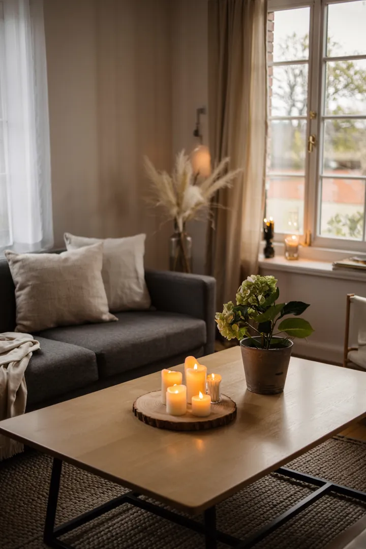 Ein stilvolles Arrangement in neutralen Farbtönen, das elegante Einfachheit und skandinavischen Stil verkörpert, ideal für monochrome Mode-Inspiration.