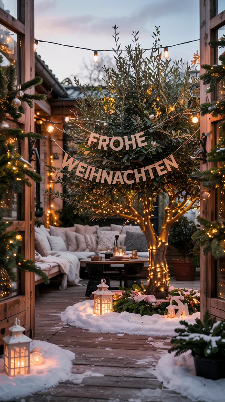 Handgefertigte, kreative Außendekoration für die festliche Jahreszeit, inspiriert von natürlichen Materialien und einzigartigen Adventsideen.