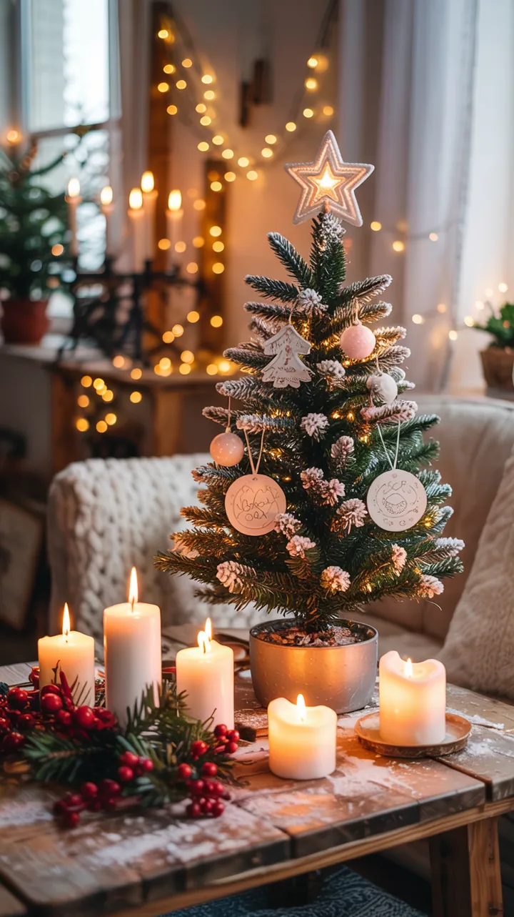 Eine liebevoll gestaltete festliche Atmosphäre mit warmen Lichtern und kreativen Ornamenten für ein gemütliches Fest voller Freude.