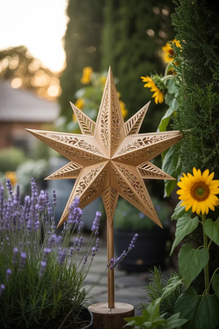 "Festliche DIY-Kreationen aus Papier, die funkelnde Sterne für eine besinnliche Feiertagsstimmung zaubern – ideal für kreative Weihnachtskarten."