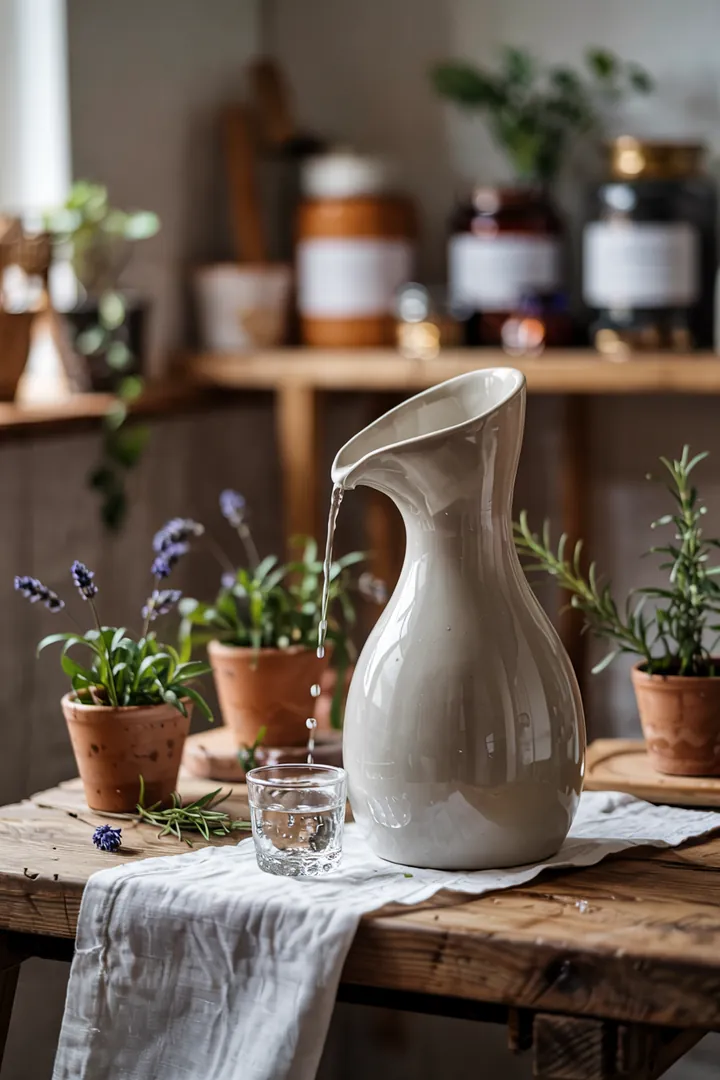 Eleganter, transparenter Wasserbehälter aus Glas, ideal zum Servieren von erfrischenden Getränken und für stilvolle Tischdekoration.