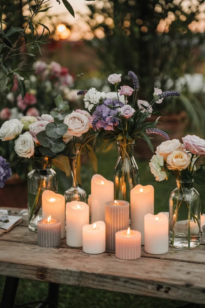 Bunt gestaltete Herbstdekoration mit einem leuchtenden Kürbis und einer zarten Lampionblume, die eine warme, einladende Atmosphäre schafft.