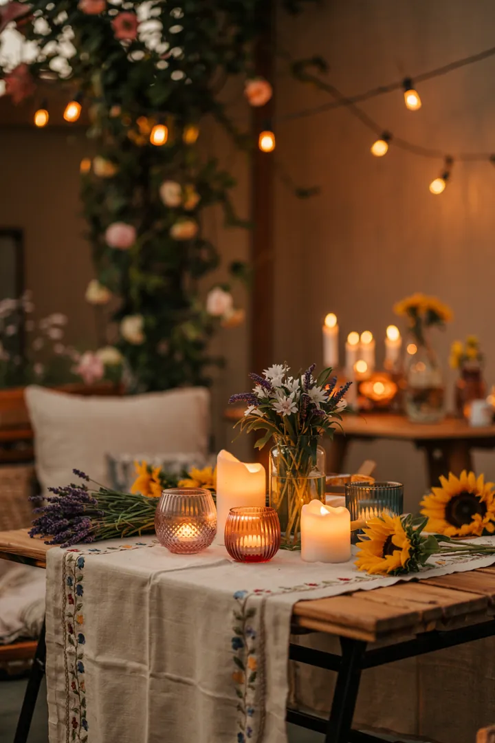 Stimmungsvolle Beleuchtung in einem Schlafzimmer, mit kreativen Ideen zur Dekoration durch eine elegante Lichtquelle und verspielte Lichtakzente.