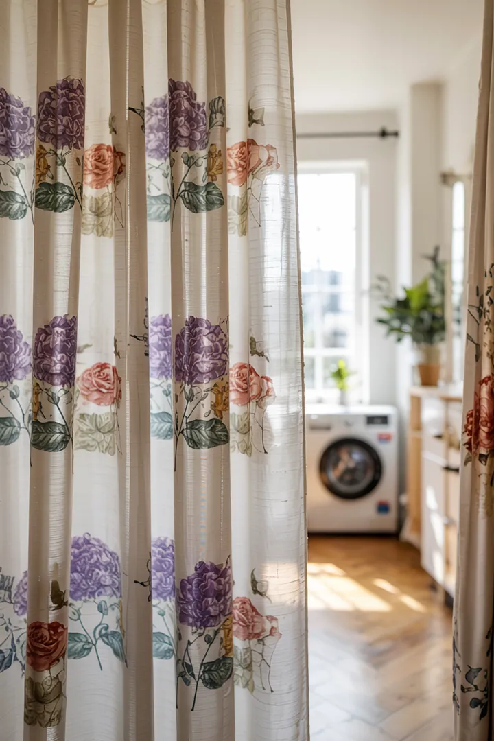 Ein stilvoll gestalteter Flur mit cleveren Möbeln, die eine Haushaltsmaschine elegant verbergen und den Raum aufgeräumt wirken lassen. Ideal zur Integration einer Waschmaschine im Flur.