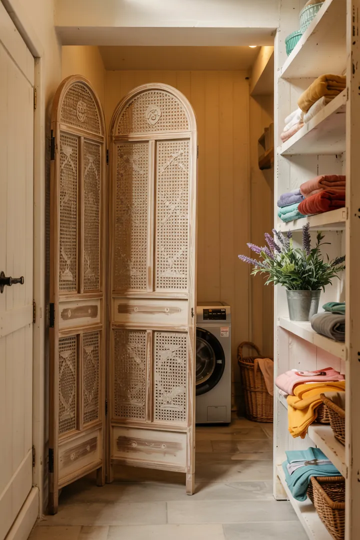 Ein stilvoller Flur mit clever integriertem Haushaltsgerät, das unauffällig versteckt ist und den Raum funktional ergänzt. Ideal für kleine Wohnungen.