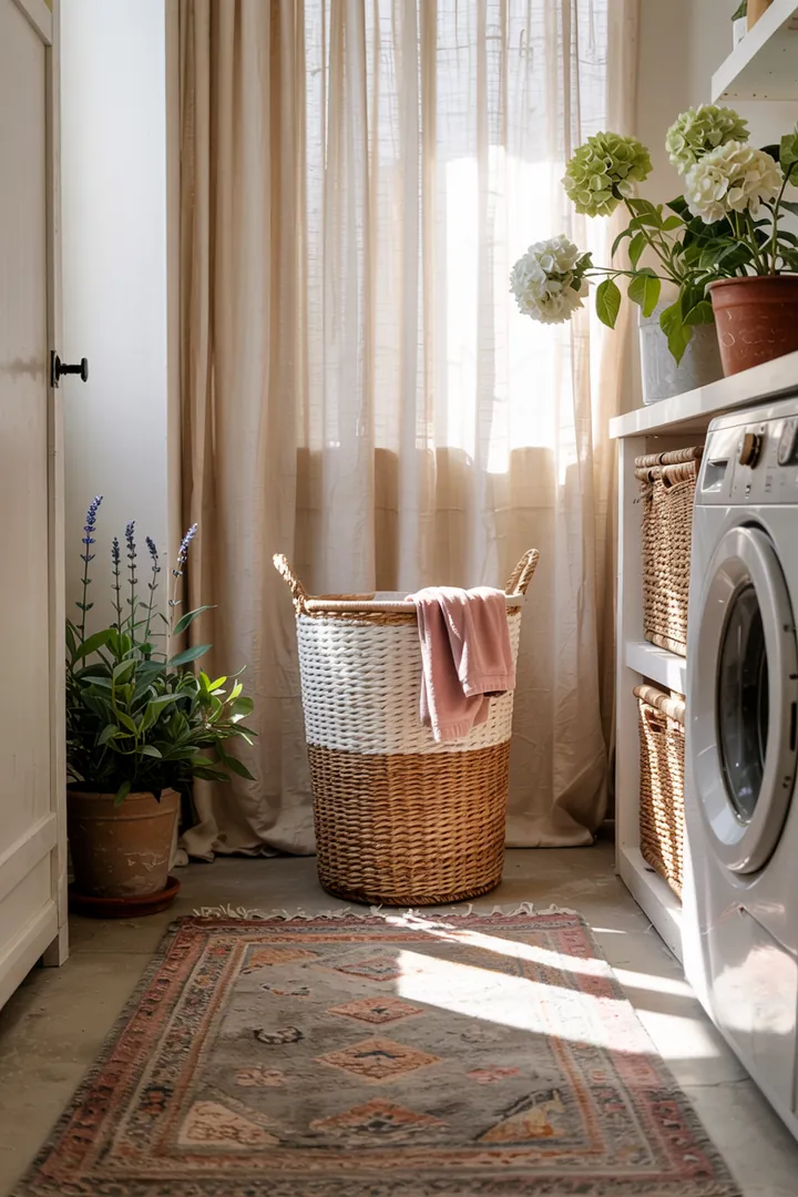 Ein praktischer Raum, in dem ein Haushaltsgerät unauffällig verstaut ist, um Ordnung zu schaffen und Platz zu sparen.