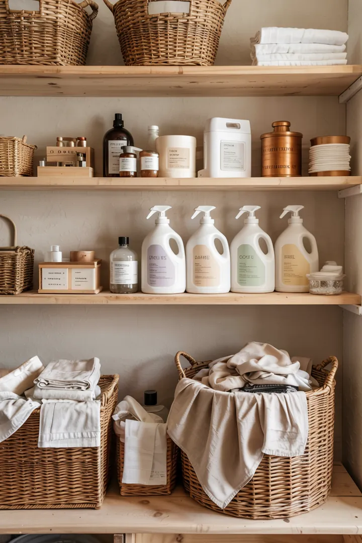 Ein stilvoller Raum mit clever integriertem Haushaltsgerät, das unauffällig in einem Schrank platziert ist, ideal für kleine Wohnräume.