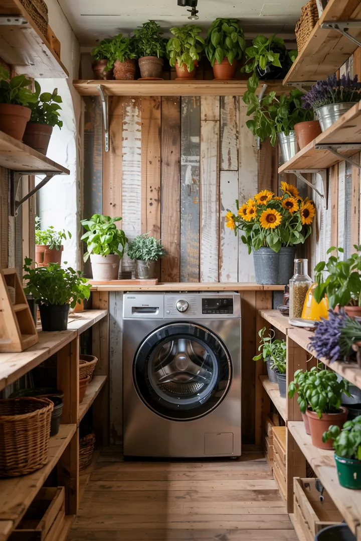 Ein praktischer Raum mit einem cleveren Stauraum, in dem ein Haushaltsgerät dezent integriert ist, um Platz zu sparen und Ordnung zu schaffen.