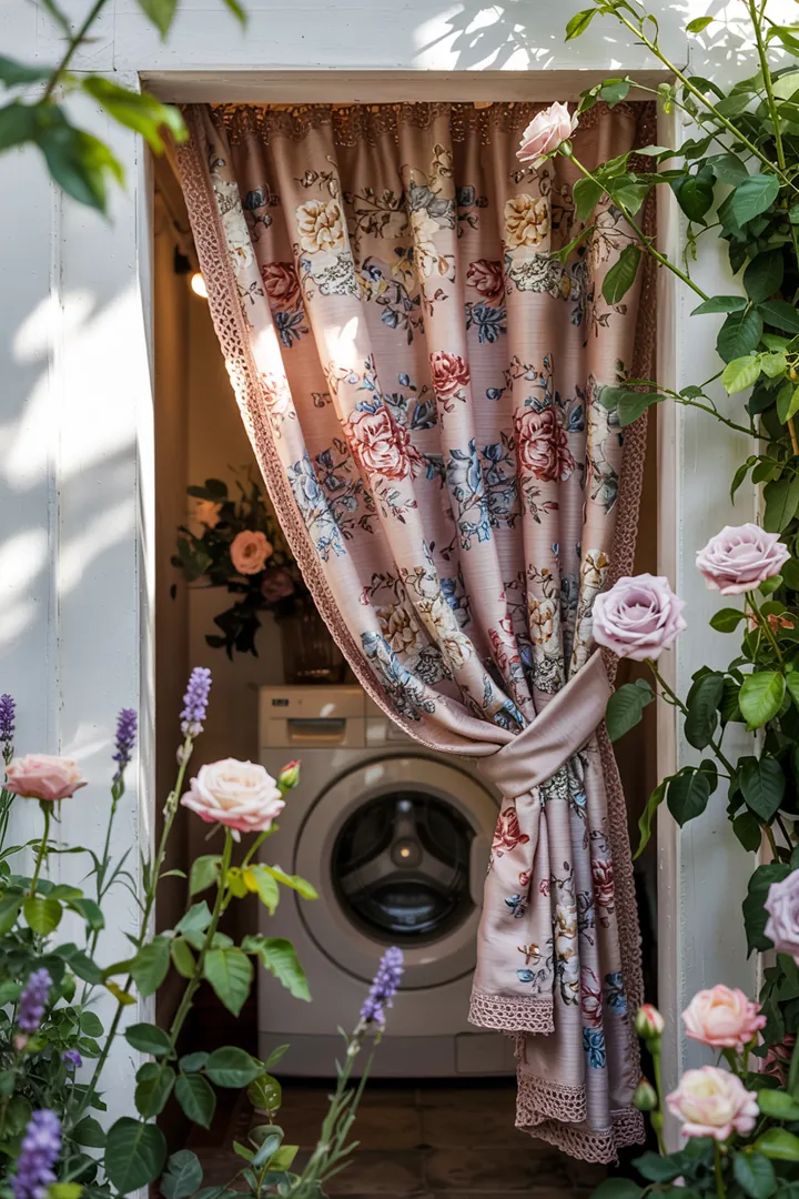 Ein eleganter Wohnraum mit einer clever integrierten Wascheinheit, die in einer geschmackvollen Wandnische verborgen ist, sorgt für einen ordentlichen und modernen Look.