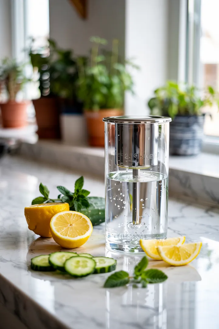 Ein modernes System zur Verbesserung der Trinkwasserqualität, das innovative Technologien für gesunde und saubere Wasserverfügbarkeit in Wohnräumen nutzt.