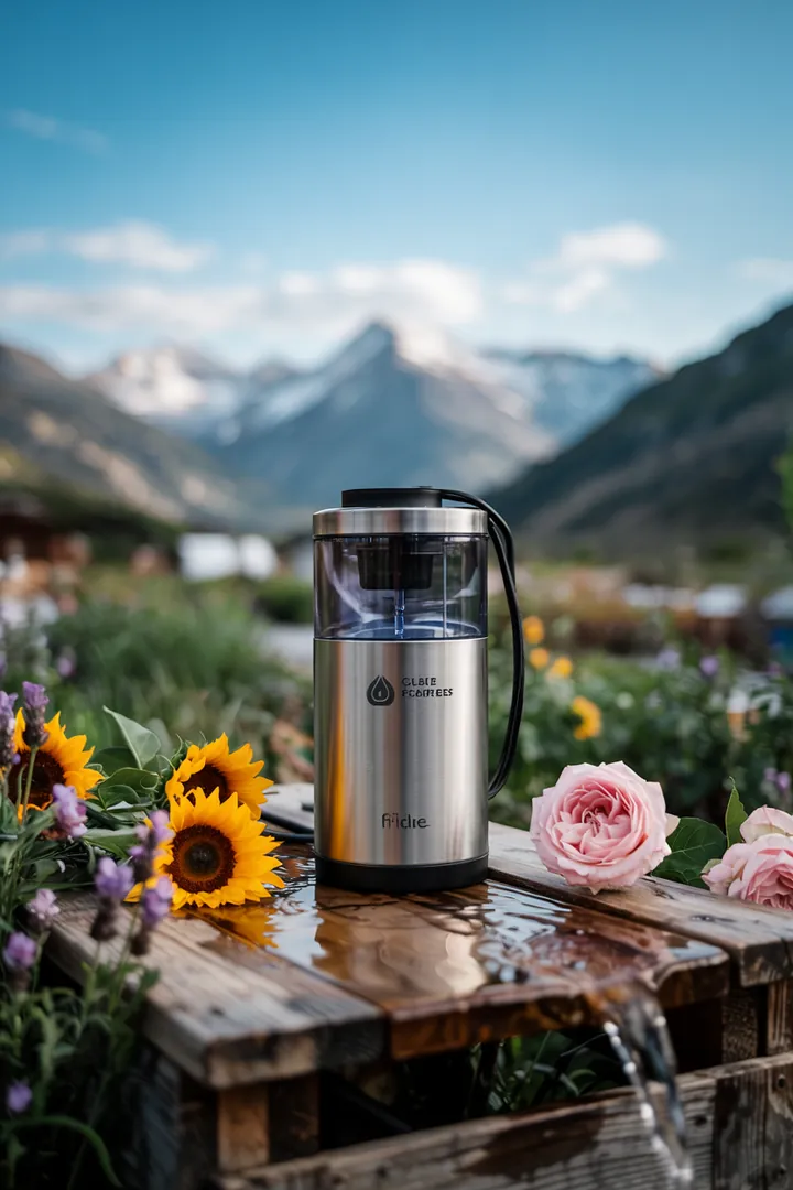 Ein begeisterter Reisender erkundet die Natur und genießt innovative Methoden zur Reinigung von Wasser, während er spannende Abenteuer erlebt.