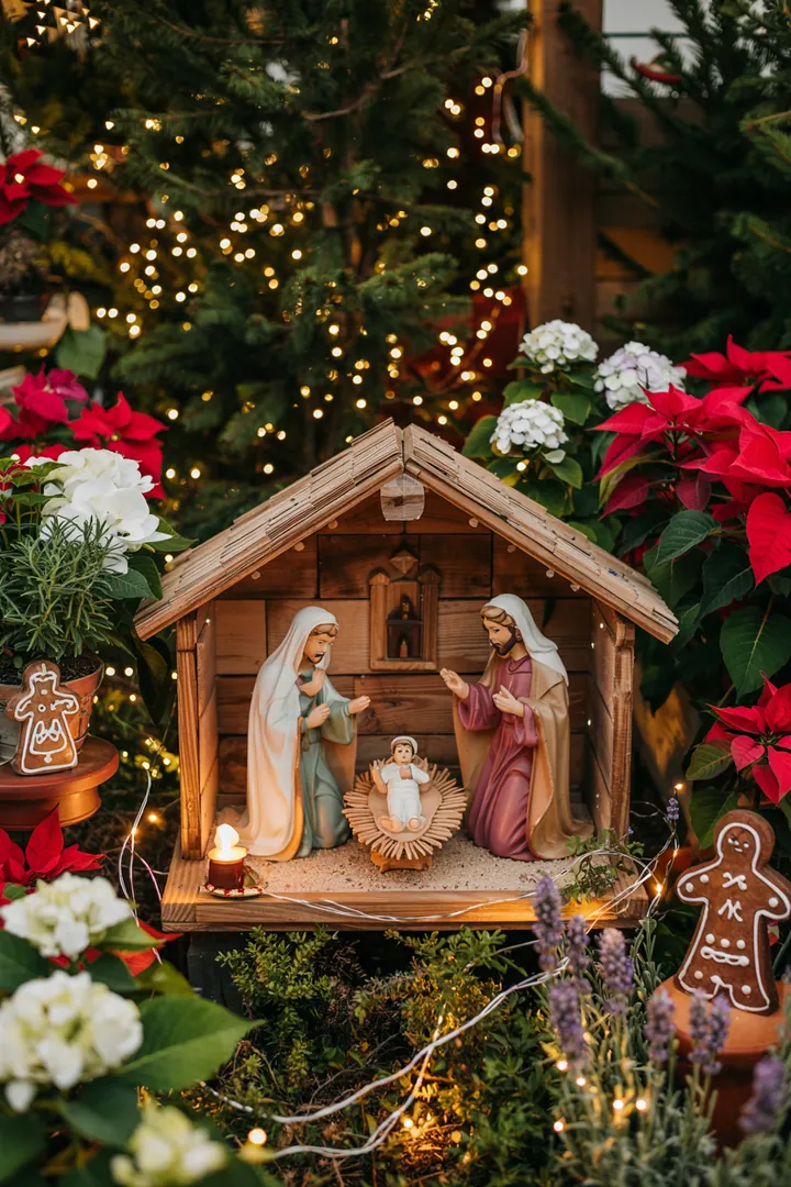 Detailreiche, handgefertigte Weihnachtsdarstellung mit sanfter Beleuchtung, die die Ankunft des Königskinds in der Weihnachtsgeschichte symbolisiert. Ideal für die selbstgebaute Krippe.
