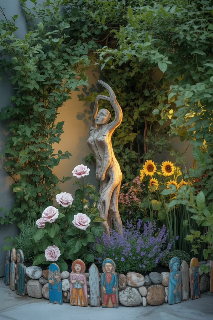 Fröhliche Frühlingskränze schmücken die Eingangstür und bringen frische Farben in den Garten. Die harmonische Kombination aus bunten Pflanzgefäßen, farbenfrohen Textilien und DIY-Dekoelementen schafft eine einladende Atmosphäre. Lebendige Blumenarrangements und zarte Windspiele verleihen der Outdoor-Oase ein frühlingshaftes Flair.