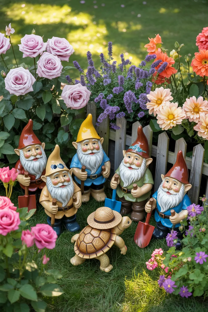 Frühlingshafte Dekoration für den Außenbereich mit lebhaften Kränzen, bunten Pflanzgefäßen und stilvollen Kissenakzenten, die einladende Akzente setzen.